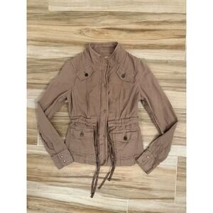 Daughters of the Liberation Utility Jacket Taupe Cotton Linen Field Coat Size 2